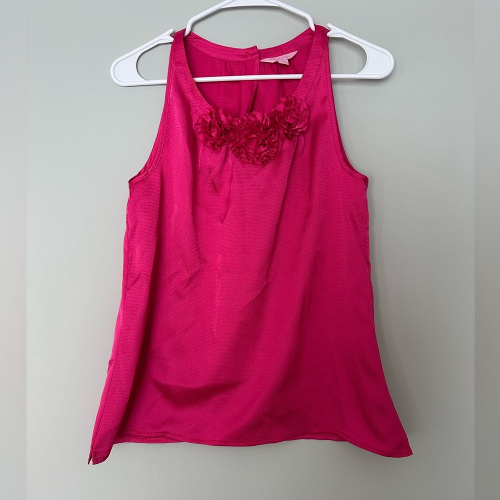 Lilly Pulitzer Fuchsia Tank Top with Floral Accents, Women’s Medium